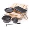Prospector's Iron Cookware Camping Dutch Oven Set 8 Pieces Wood Box